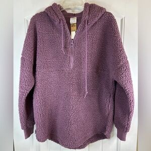 Victoria’s Secret Pink Plush Half-Zip Sherpa Fleece Pullover Mauve Women’s Sz S